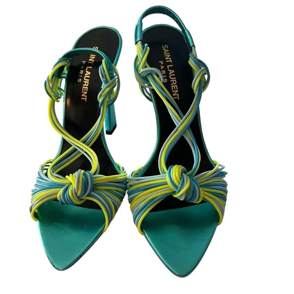 Saint Laurent Pool 105  Multi Strap High Heel Slingback Sandals EU 36 US 6 - Picture 3 of 13